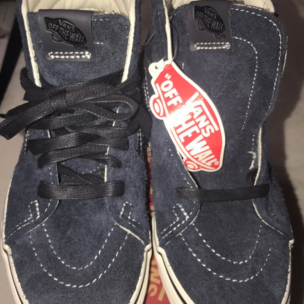 >💟SK8 HIGH TOP  LACE UP SKY CAPTAIN (NAVY) WHITE HAIRY SUEDE BRAND NEW VANS😍 - Picture 4 of 14